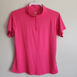 Viodia Womens 1/4 Zip Short Sleeve Golf Pickleball Active Tee Rose Pink Size M